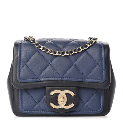 Chanel Lambskin Quilted Graphic Mini Flap Bag Navy Black 1 of 10