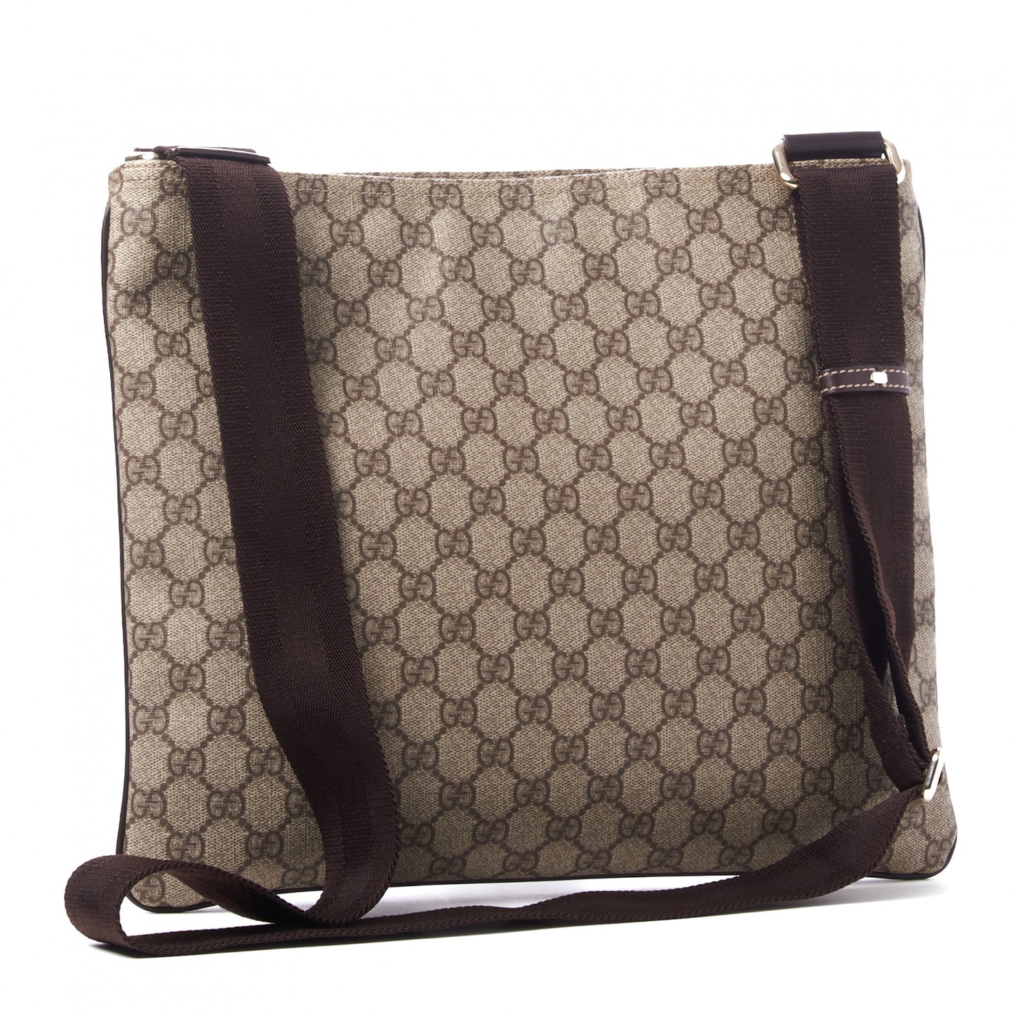 GG Supreme Monogram Medium Flat Messenger Bag Dark Brown