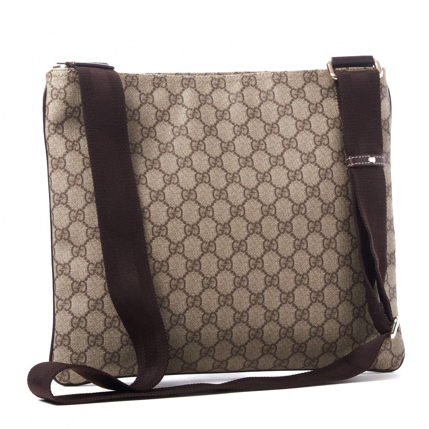Gucci GG Supreme Monogram Medium Flat Messenger Bag Dark Brown 2 of 9