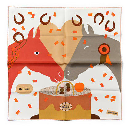 Hermes Silk Gavroche Just Married Scarf 45 White Beige Corail 1 of 4