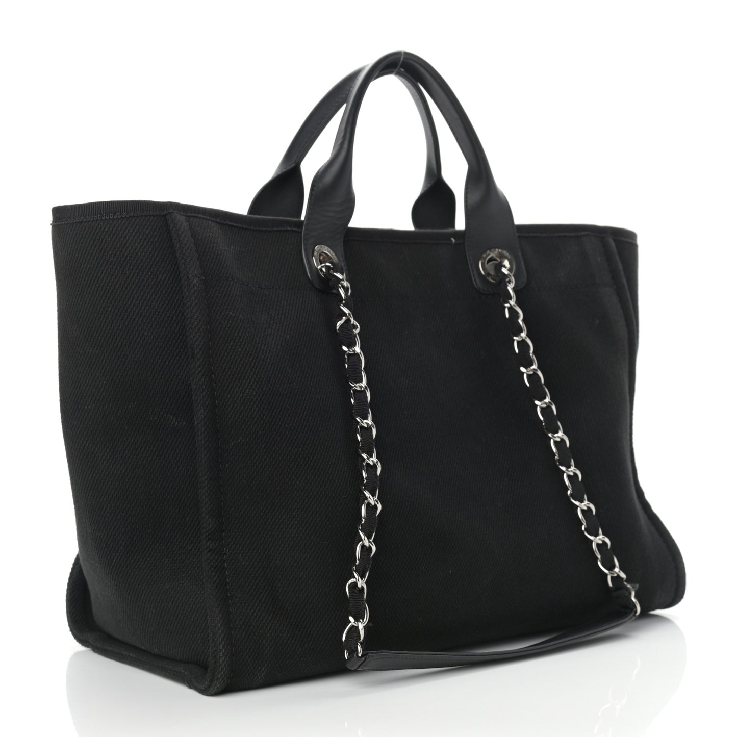 Canvas Pearl Medium Deauville Tote Black