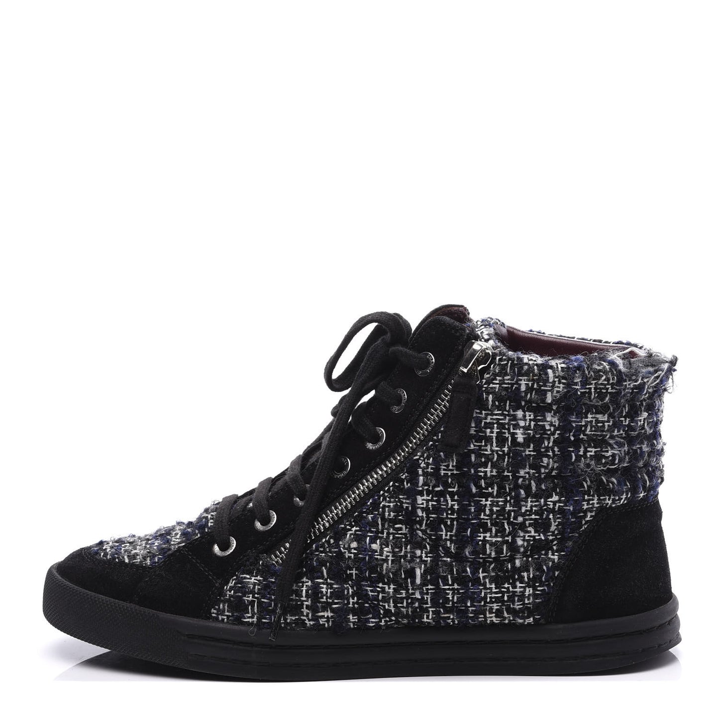 Tweed Suede High Top Sneakers 36.5 Dark Grey