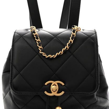 Chanel Lambskin Quilted Logo Mini Backpack Black 8 of 10