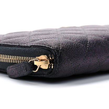 Chanel Iridescent Caviar Quilted Long Zip Around Wallet Black 10 of 13