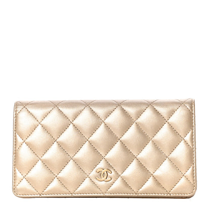 Chanel Metallic Lambskin Quilted Yen Wallet Gold 1 of 17