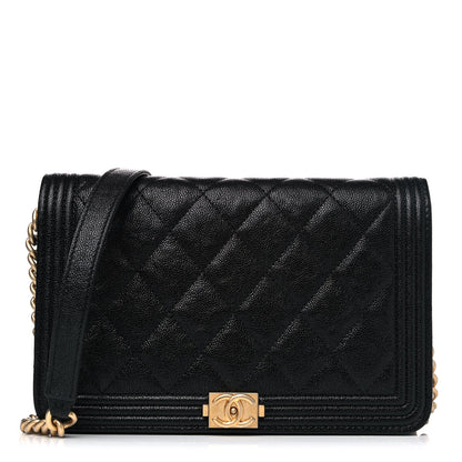 Chanel Caviar Quilted Boy Wallet On Chain WOC Black 1 of 13