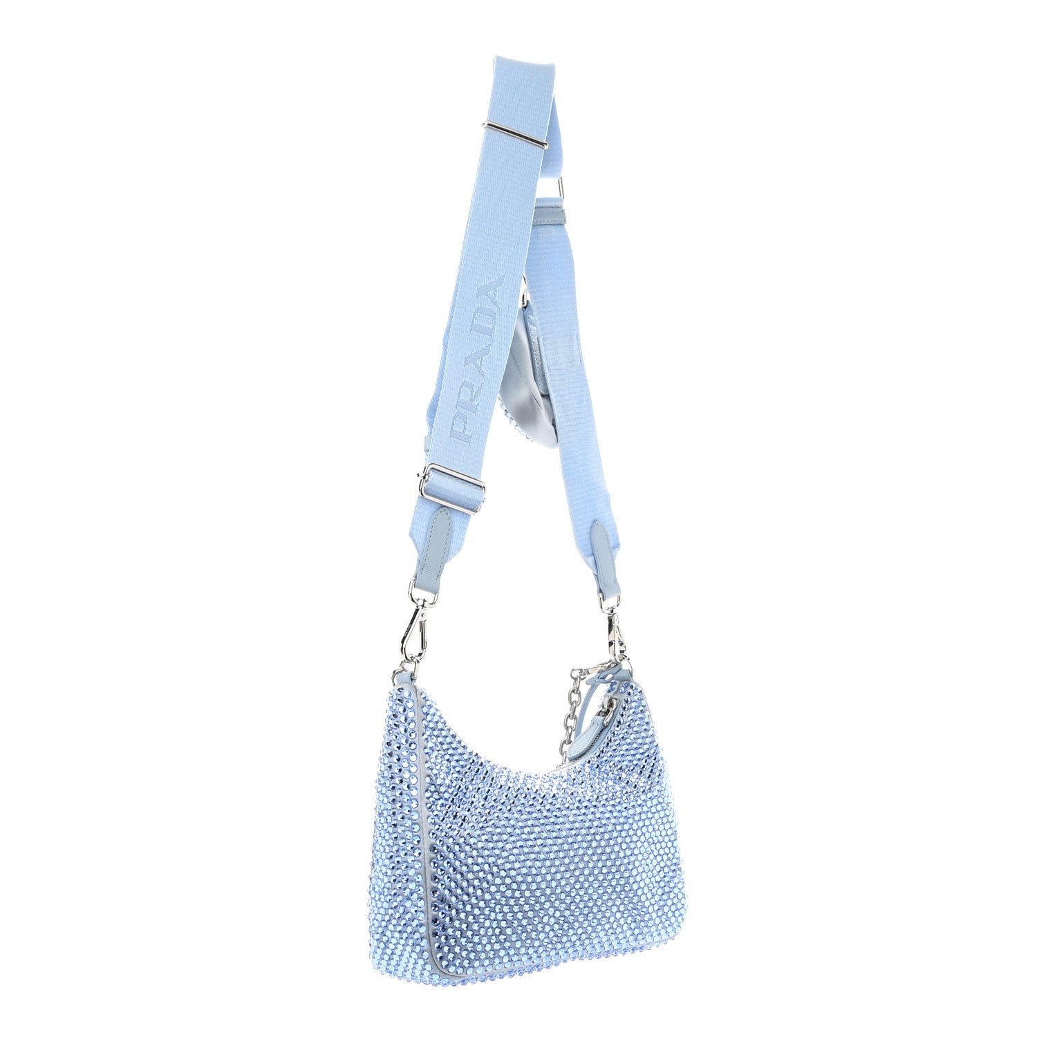 Prada Satin Crystal Re-Edition 2005 Shoulder Bag Celeste 3 of 10