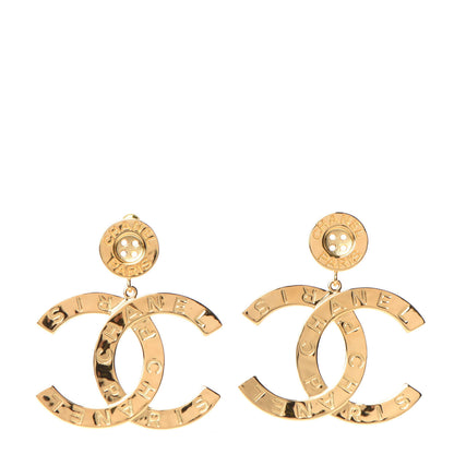Chanel Metal Large Paris Button Earrings Gold 1 of 4