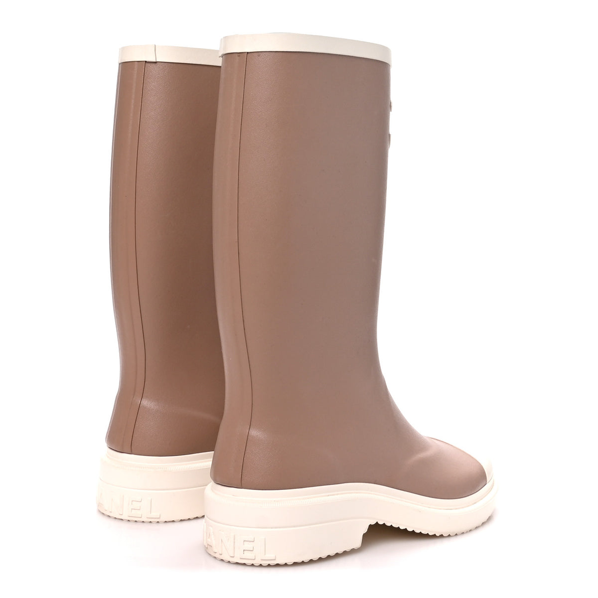 Chanel Caoutchouk CC High Boots 36 Beige White 4 of 8