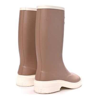 Chanel Caoutchouk CC High Boots 36 Beige White 4 of 8