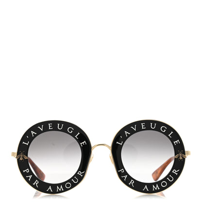 Gucci Metal L'Aveugle Par Amour Round Frame Sunglasses GG0113S Black 2 of 7