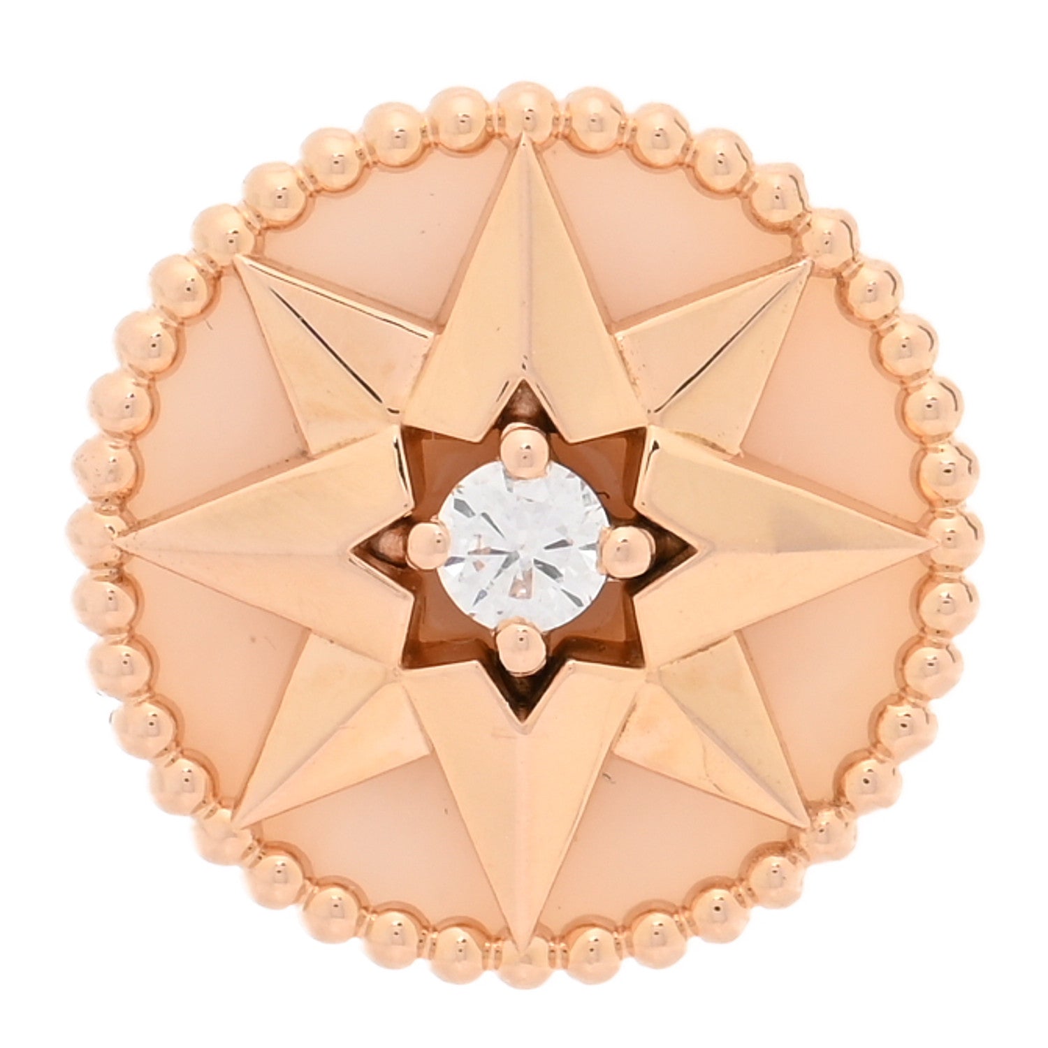 Christian Dior 18K Rose Gold Diamond Medium Pink Opal Medium Rose Des Vents Single Earring 1 of 4