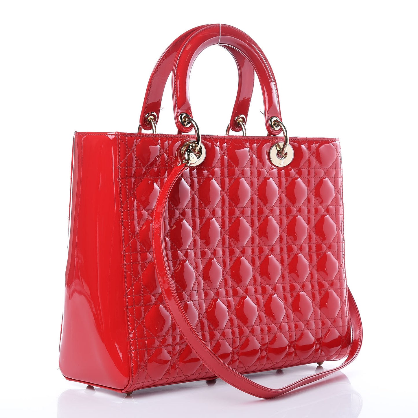 Patent Cannage Large Lady Dior Red