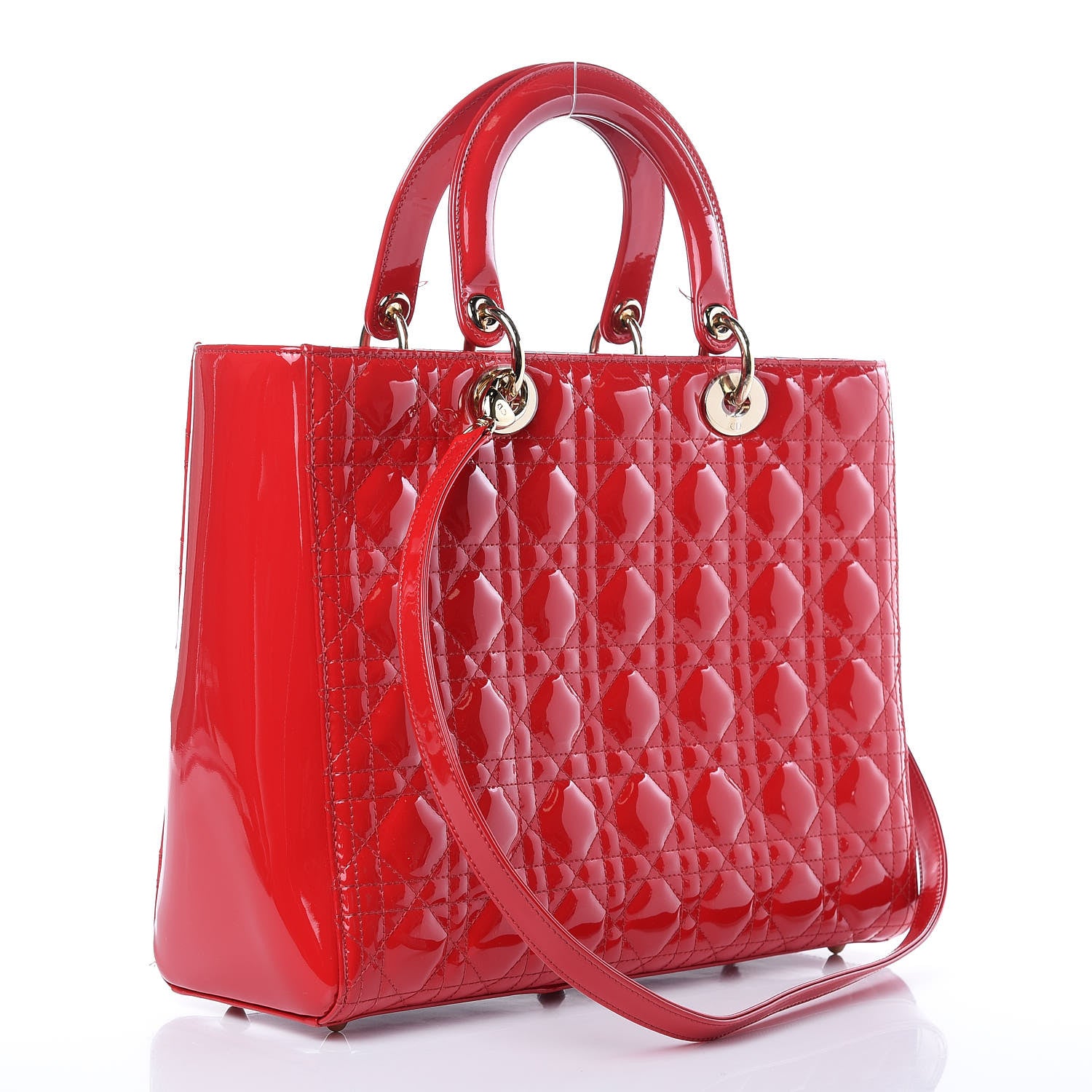 Christian Dior Patent Cannage Large Lady Dior Red 3 of 12