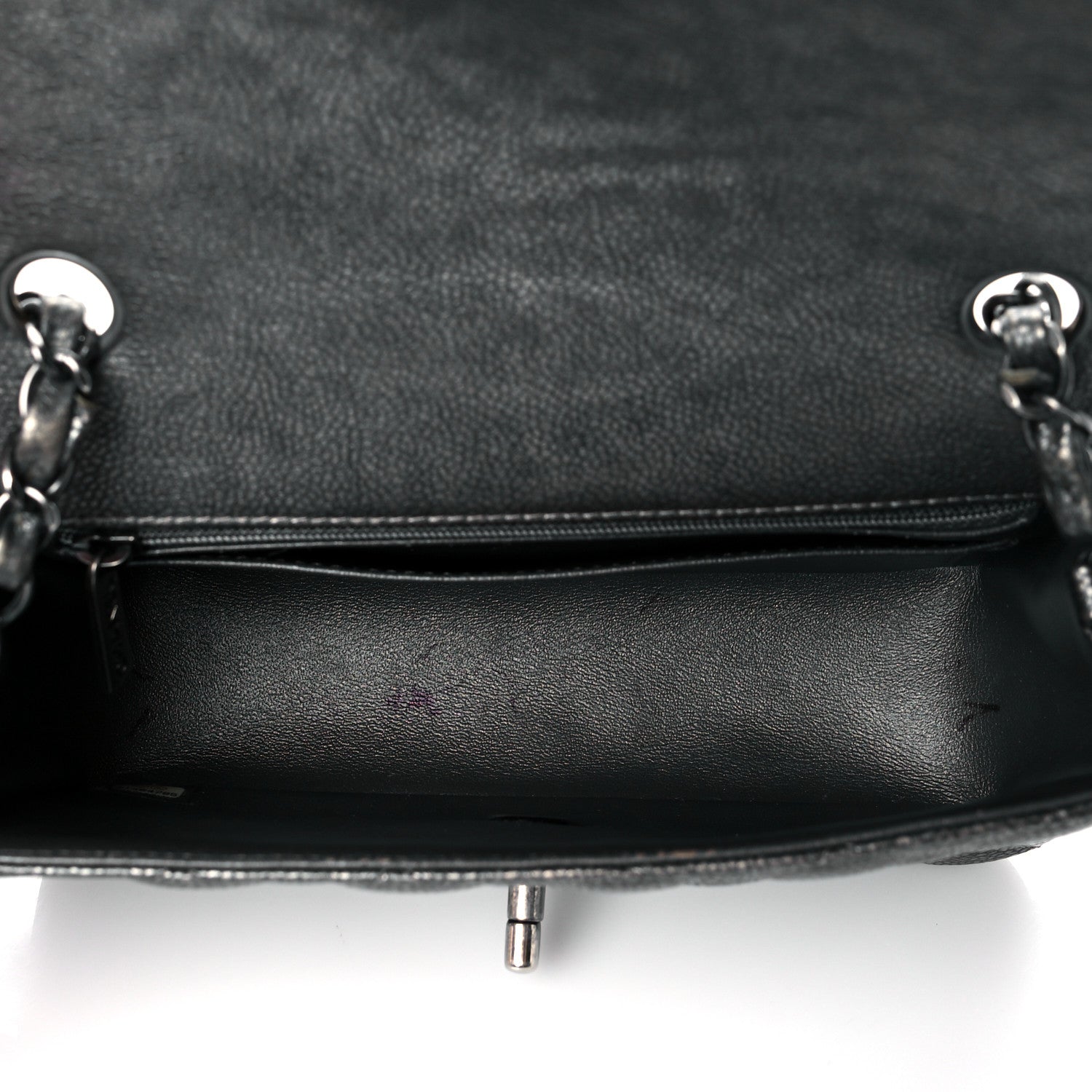 Chanel Metallic Caviar Quilted Mini Rectangular Flap Dark Grey 4 of 10