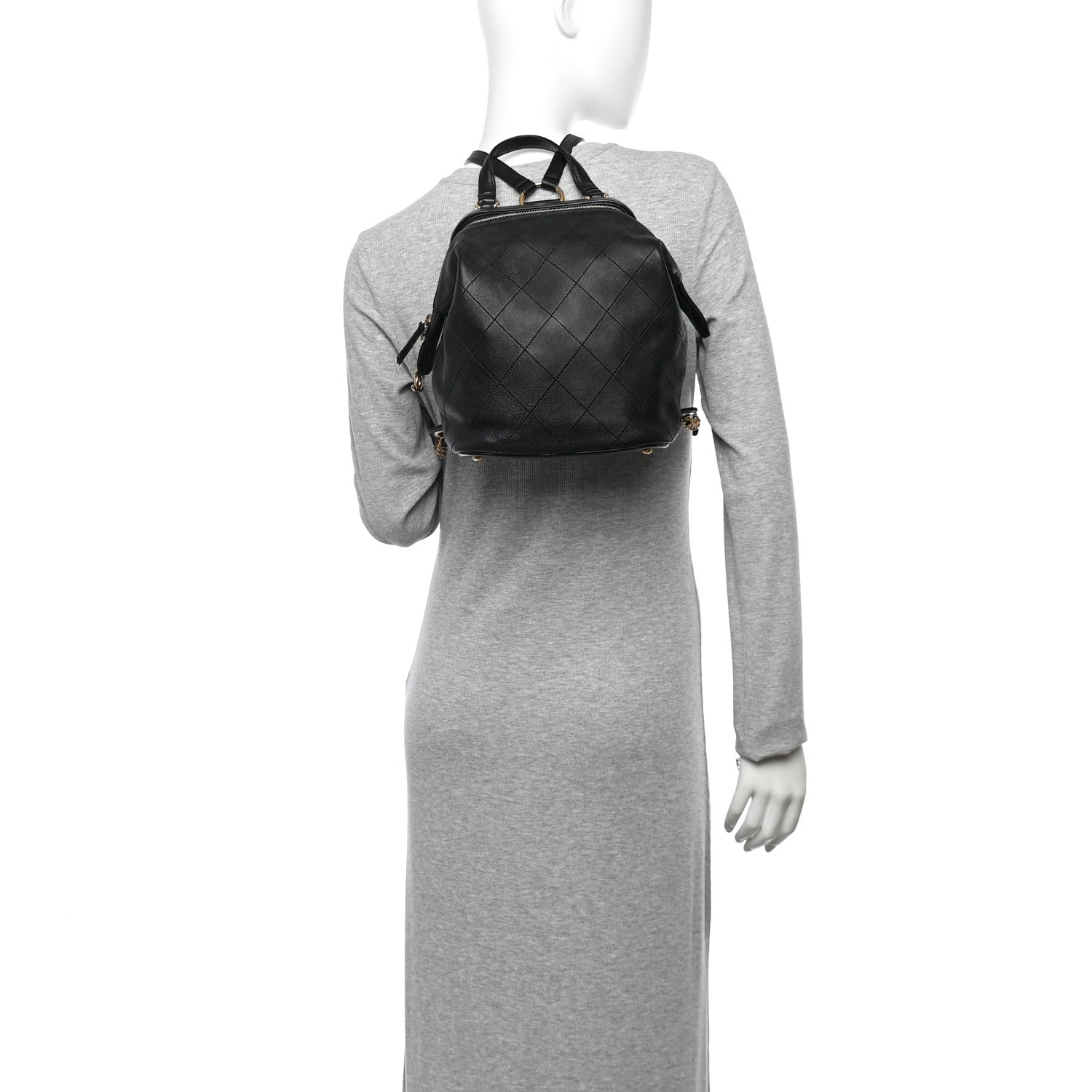 Chanel Calfskin Stitched Frame Backpack Black 2 of 10