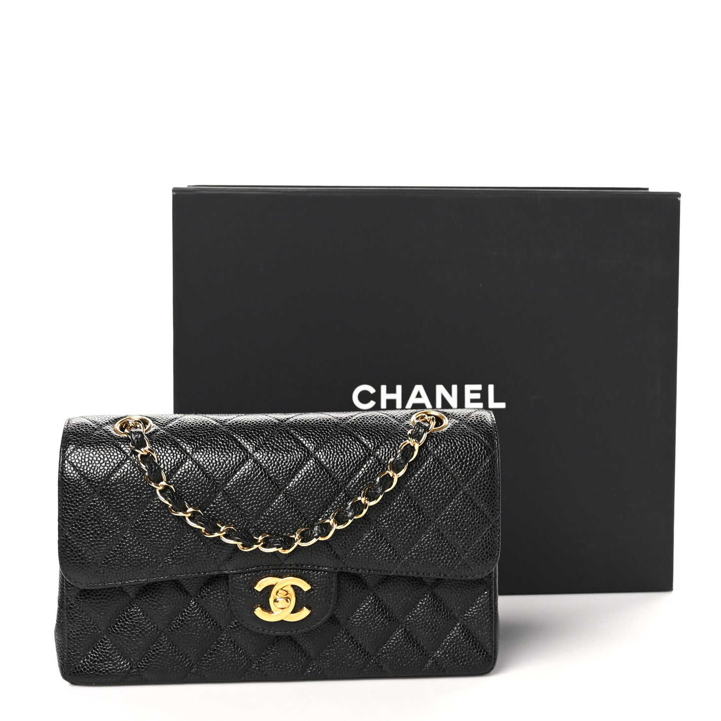 Caviar Quilted Small Double Flap Black