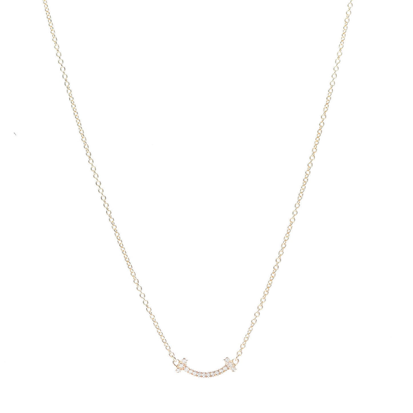 18K Rose Gold Diamond Mini T Smile Pendant Necklace