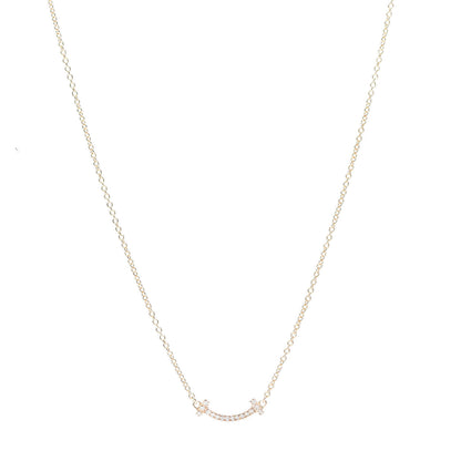 Tiffany 18K Rose Gold Diamond Mini T Smile Pendant Necklace 1 of 7