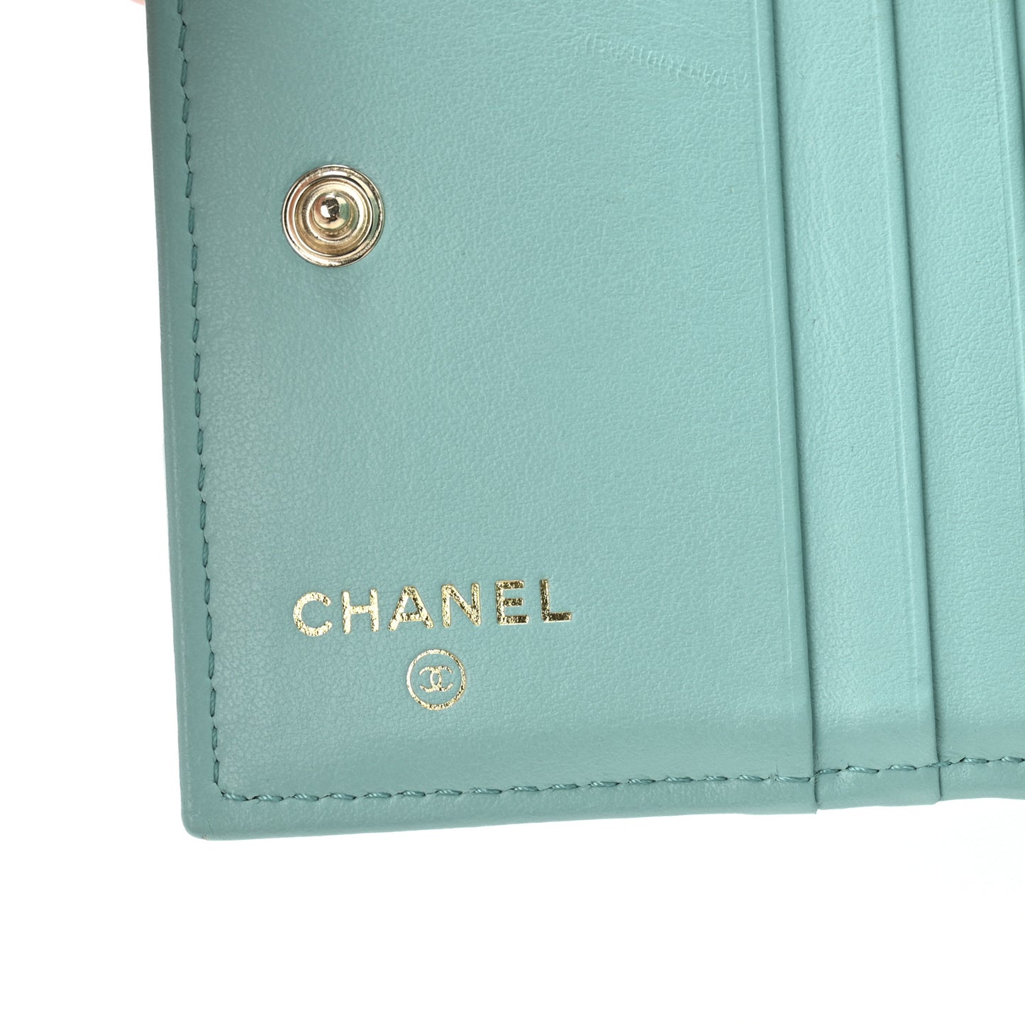 Caviar Quilted Compact Bifold Wallet Light Blue