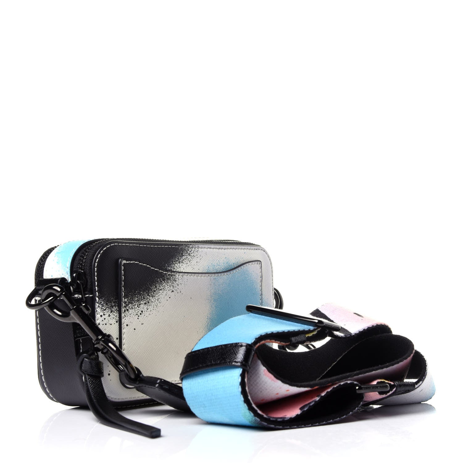 Marc Jacobs Saffiano Spray Paint Coated Small Snapshot Camera Bag White Multicolor 3 of 11