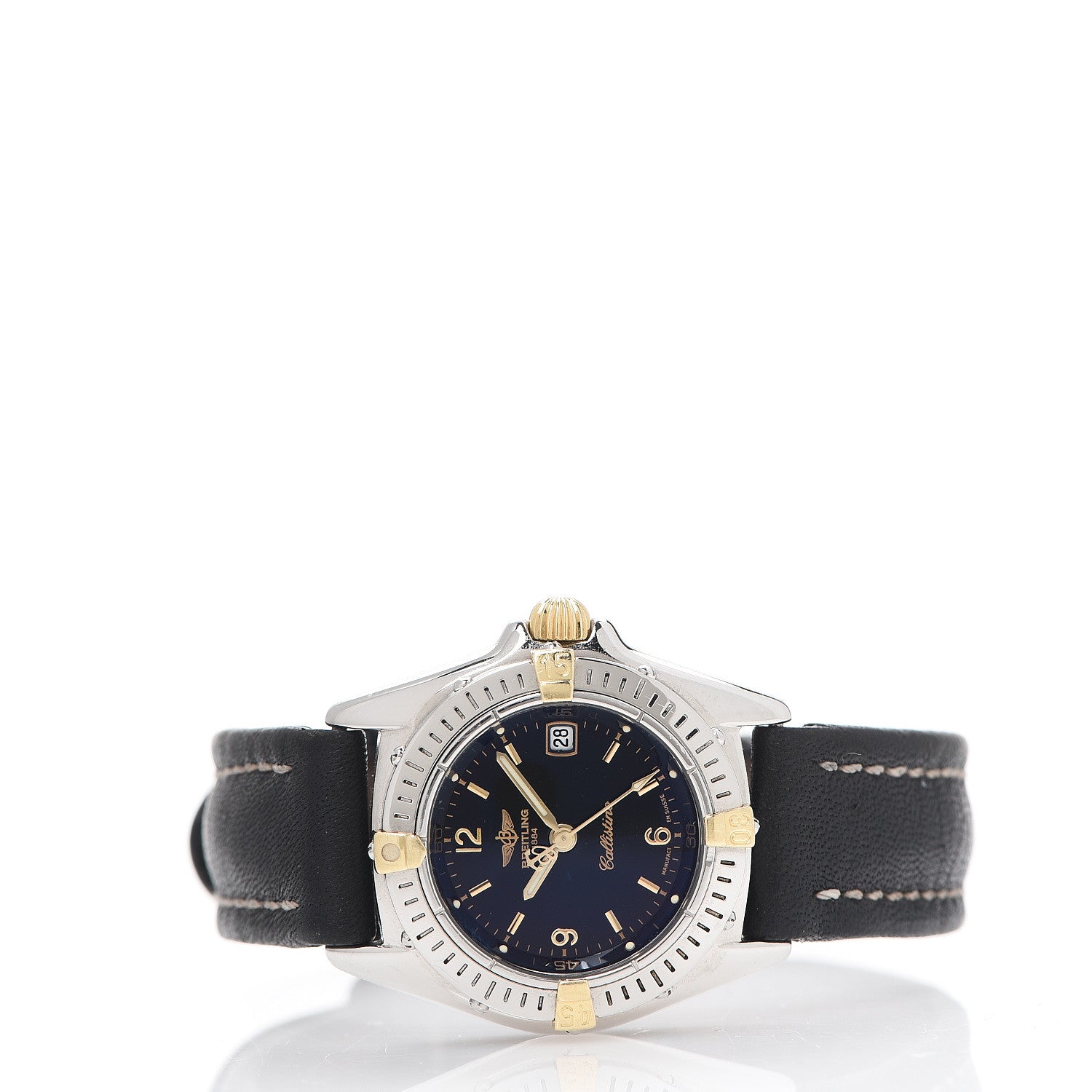 Breitling Stainless Steel 18K Yellow Gold Calfskin 28mm Callistino Quartz Watch Black B52045.1 2 of 9