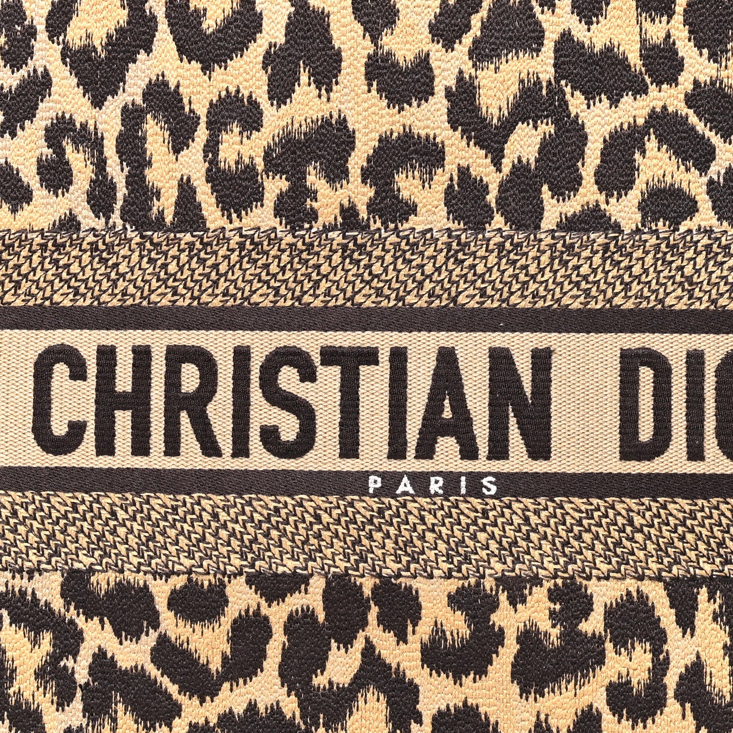 Christian Dior Canvas Mizza Embroidered Large Leopard Book Tote Beige 8 of 10