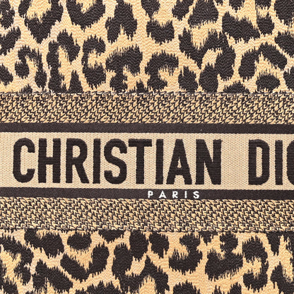 Christian Dior Canvas Mizza Embroidered Large Leopard Book Tote Beige 8 of 10