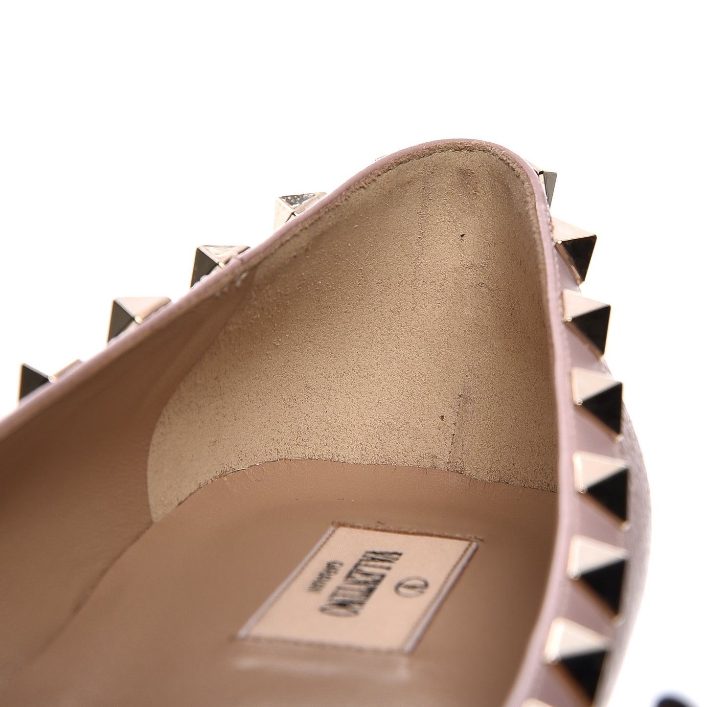 Pebbled Calfskin Rockstud Ballerina Flats 41.5 Water Rose
