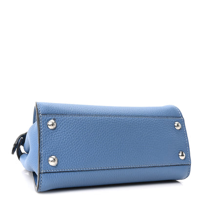 Fendi Cuoio Romano Selleria Macro Stitchings Mini Peekaboo Iconic Satchel Argento Blue 4 of 9