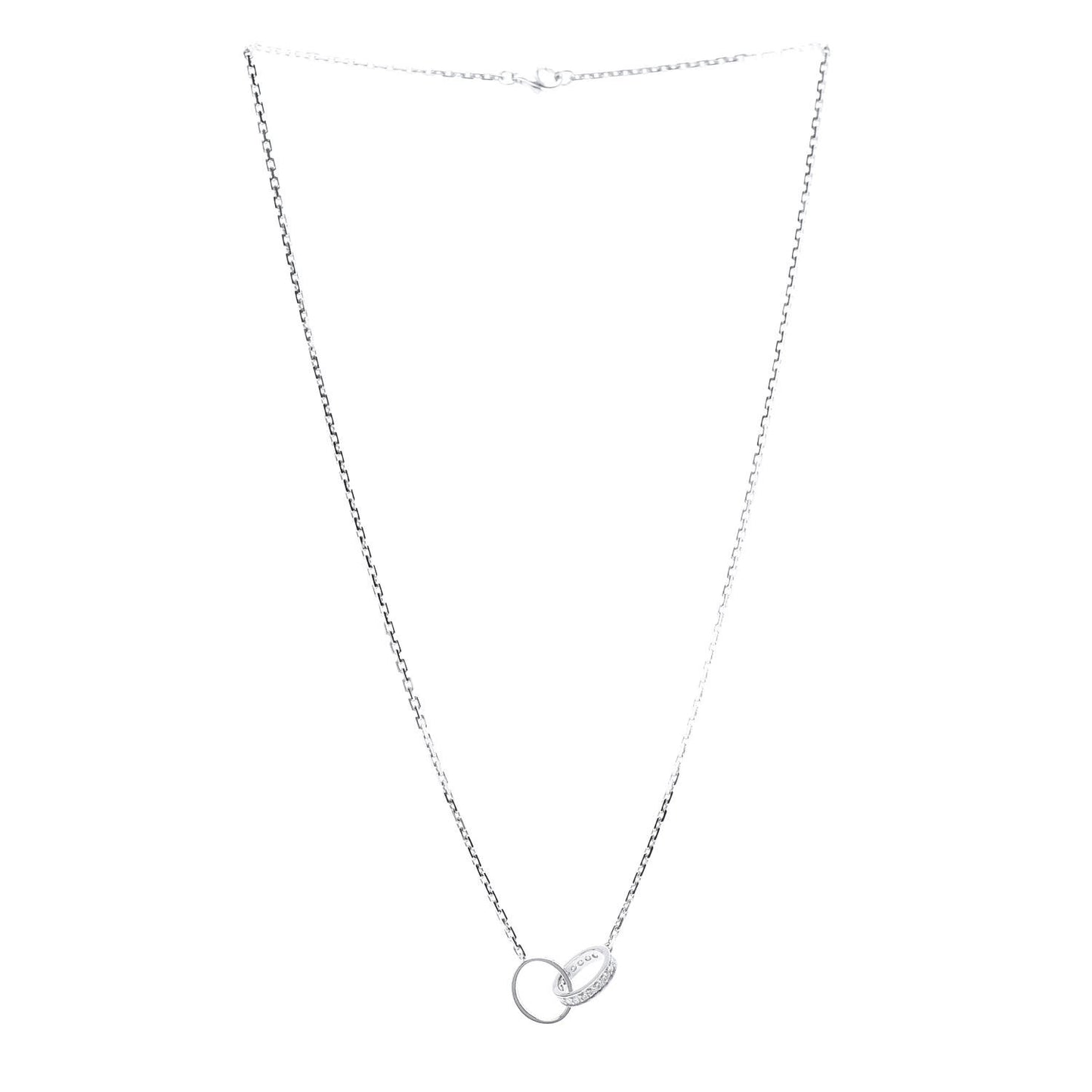 18K White Gold Diamond Interlocking LOVE Necklace