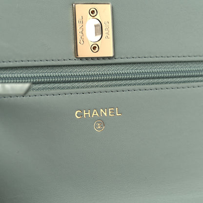 Chanel Lambskin Quilted Trendy CC Wallet On Chain WOC Light Blue 6 of 12