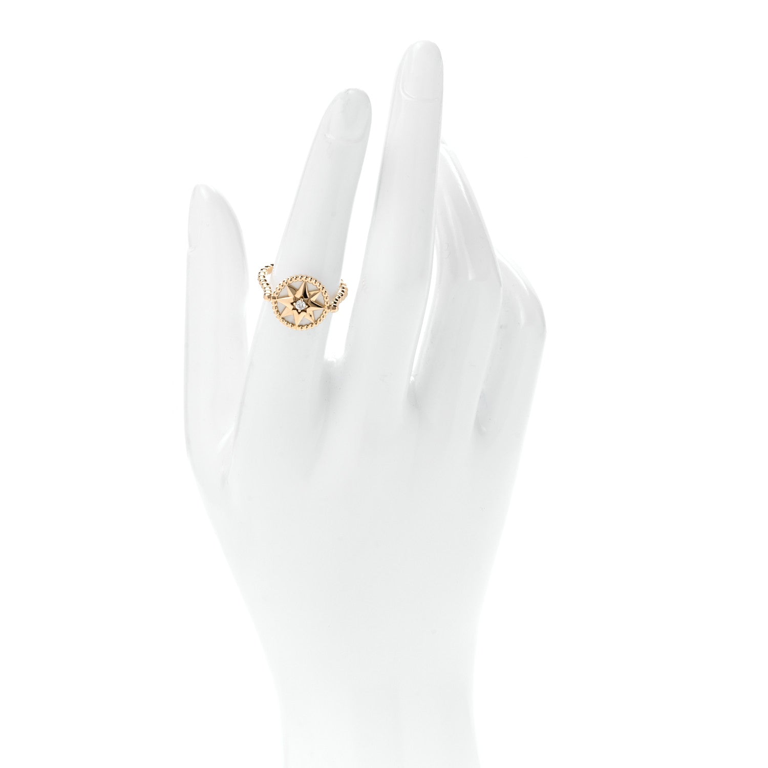 Christian Dior 18K Yellow Gold Diamond Mother of Pearl Rose Des Vents Ring 52 6 2 of 5