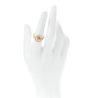Christian Dior 18K Yellow Gold Diamond Mother of Pearl Rose Des Vents Ring 52 6 2 of 5