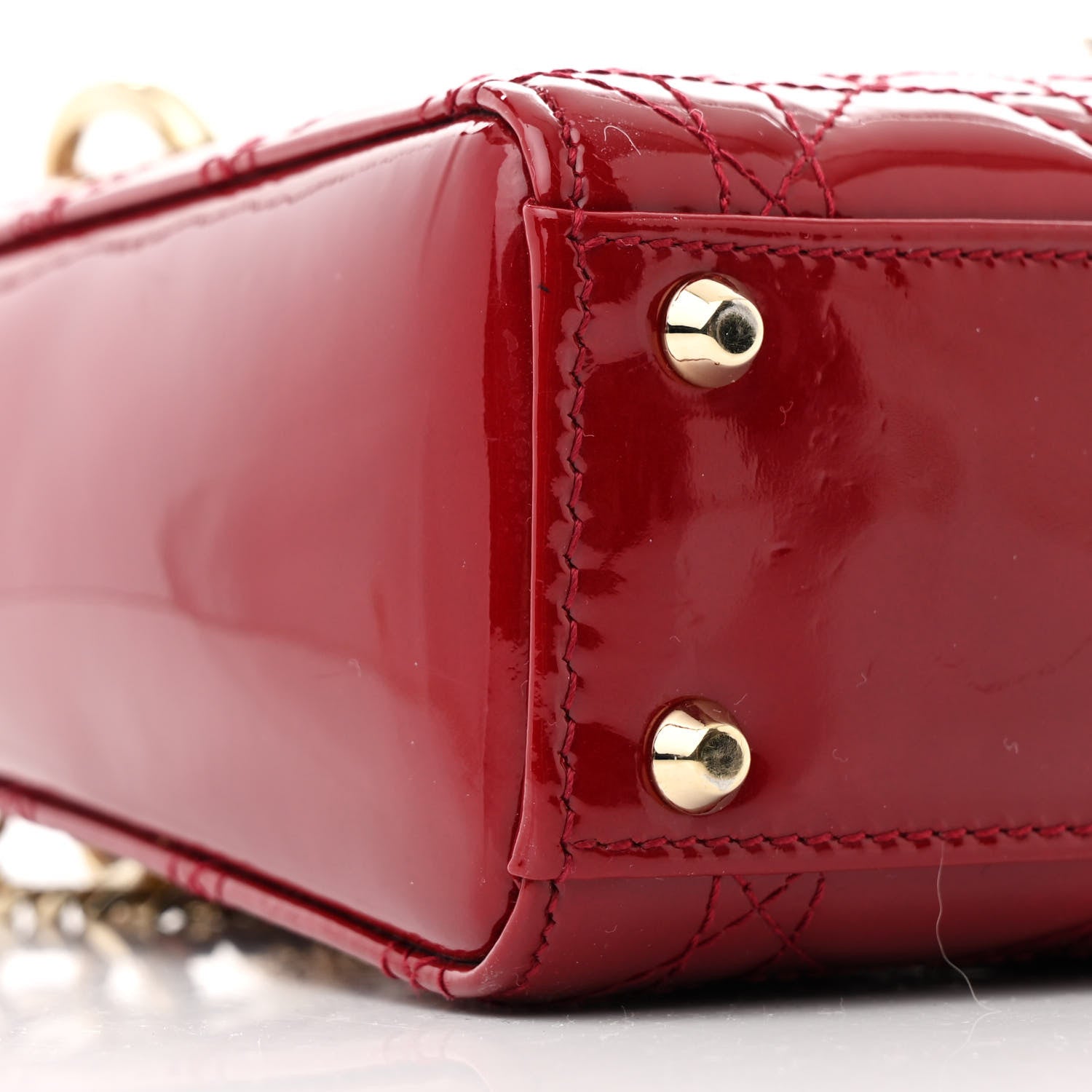 Christian Dior Patent Cannage Mini Lady Dior Red 9 of 11