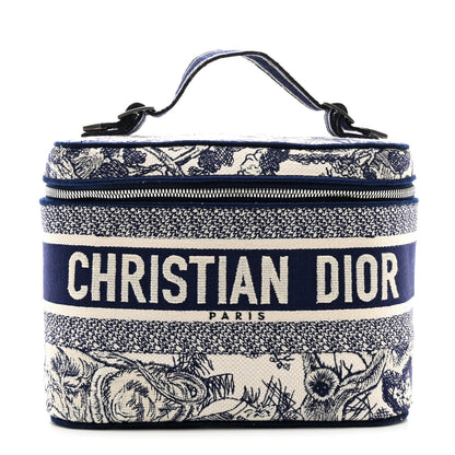 Christian Dior Canvas Embroidered Toile De Jouy Diortravel Vanity Case Blue 1 of 9
