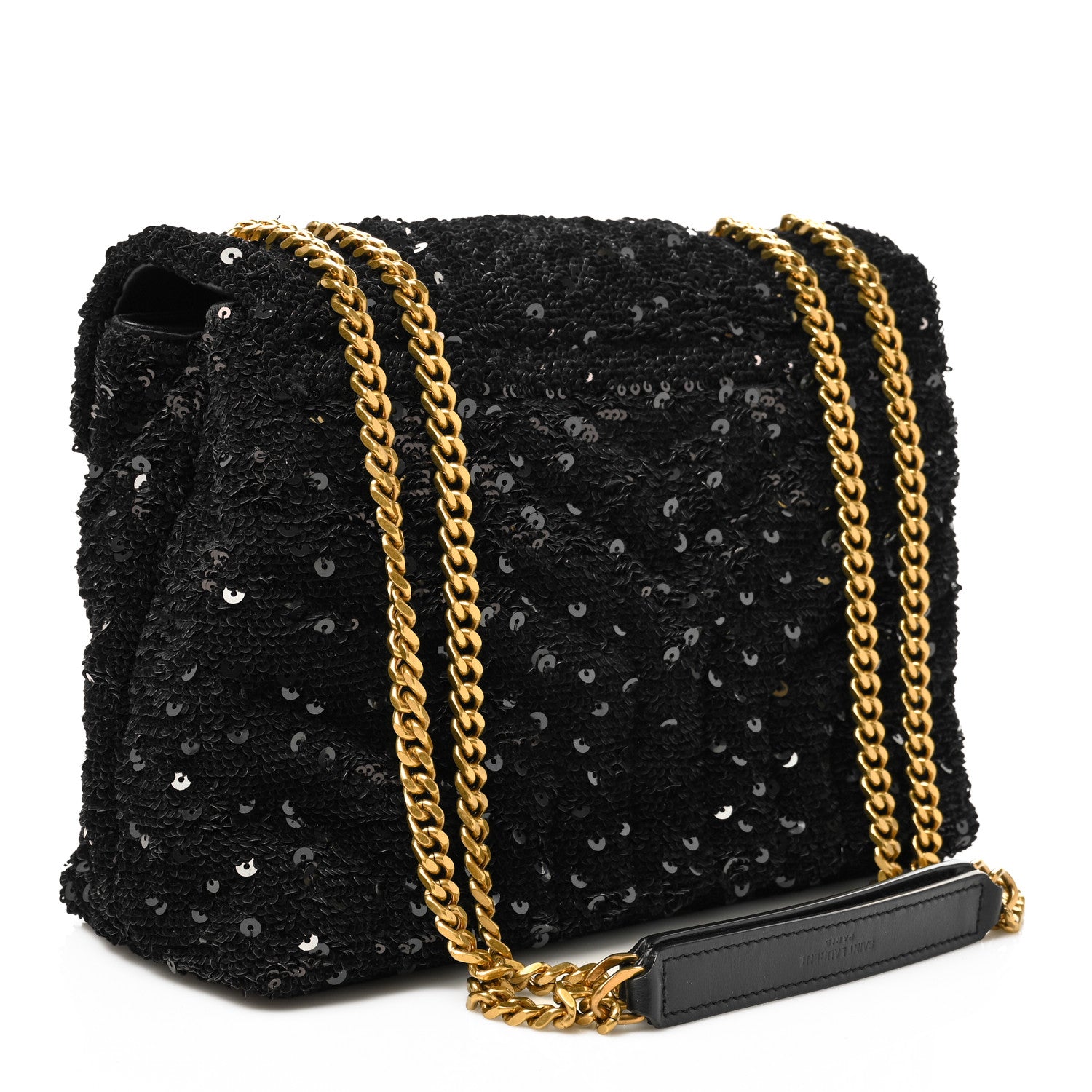 Saint Laurent Sequin Y Quilted Monogram Small Loulou Chain Satchel Black 3 of 10