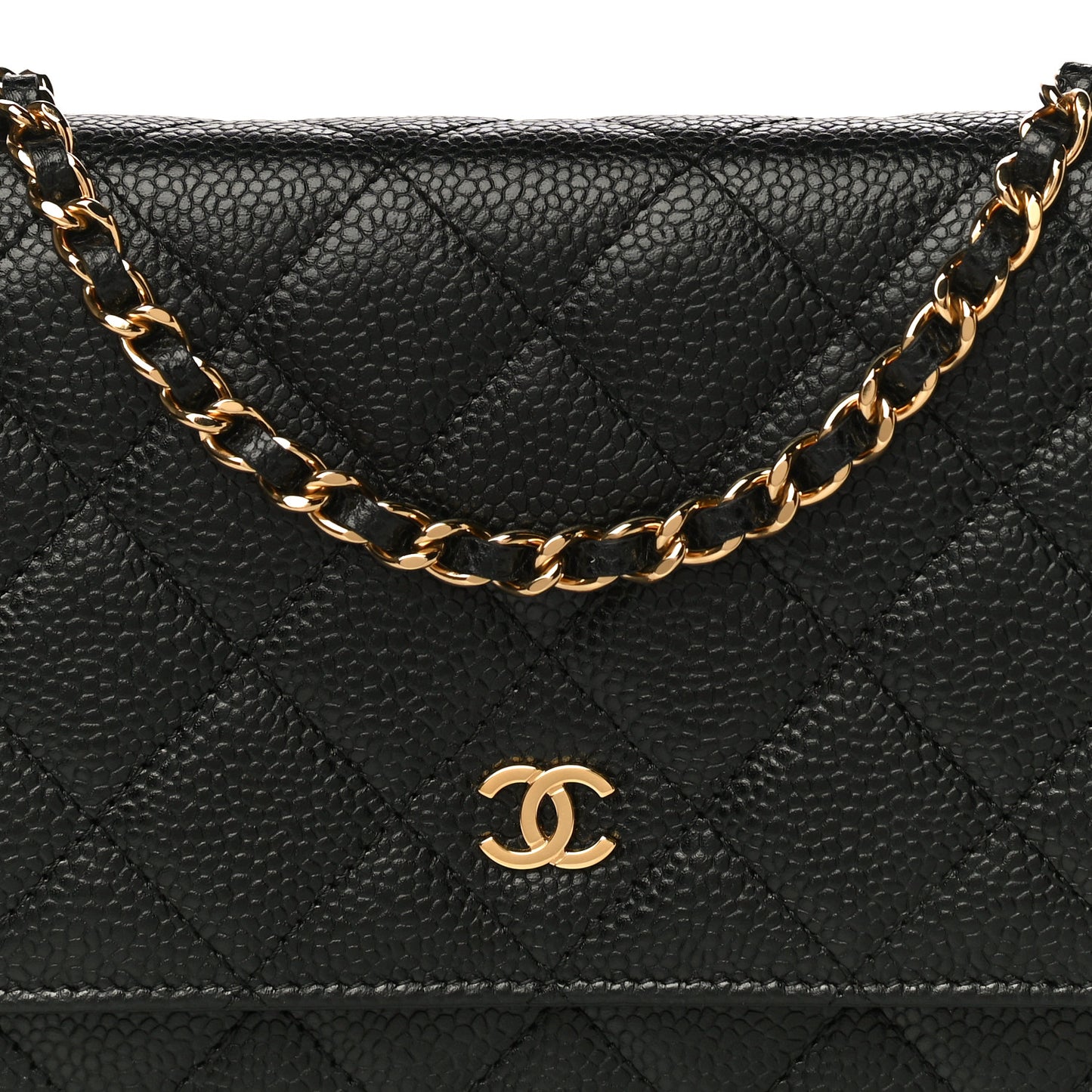 Caviar Quilted Wallet On Chain WOC Black