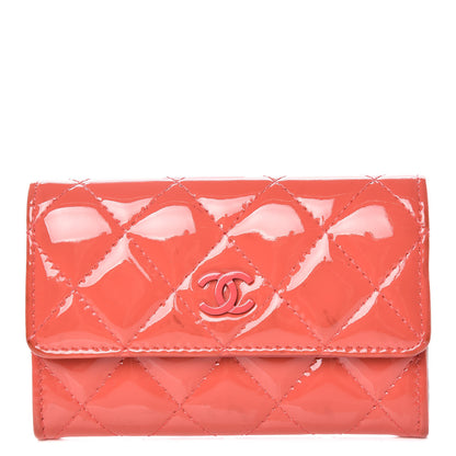 Chanel Patent Quilted Flap Card Holder Dark Pink 1 of 13