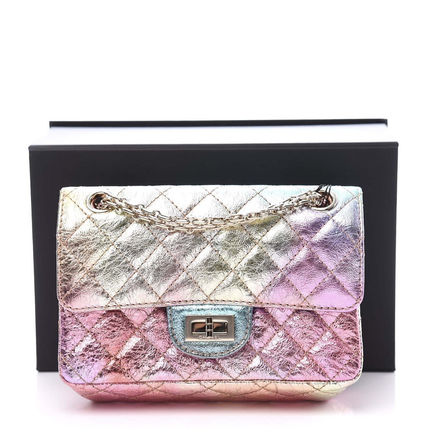 Metallic Goatskin Quilted Mini 2.55 Reissue Flap Multicolor