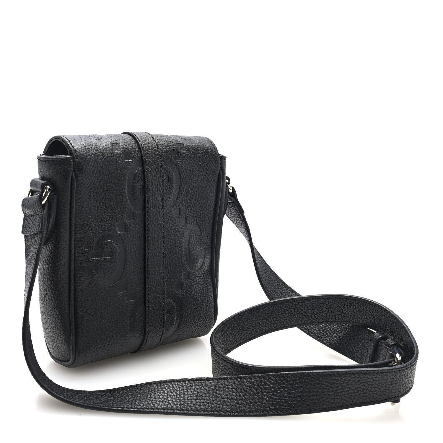 Gucci Piuma Calfskin Jumbo GG Embossed Small Messenger Bag Black 3 of 9
