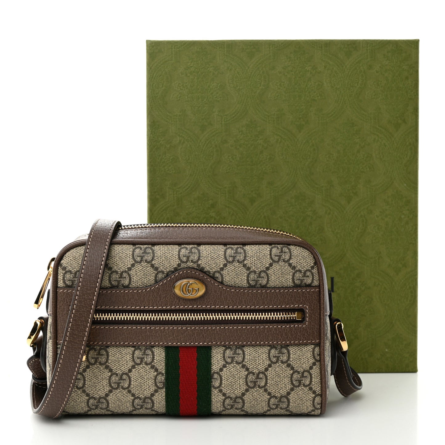 GG Supreme Monogram Web Mini Ophidia Shoulder Bag Brown