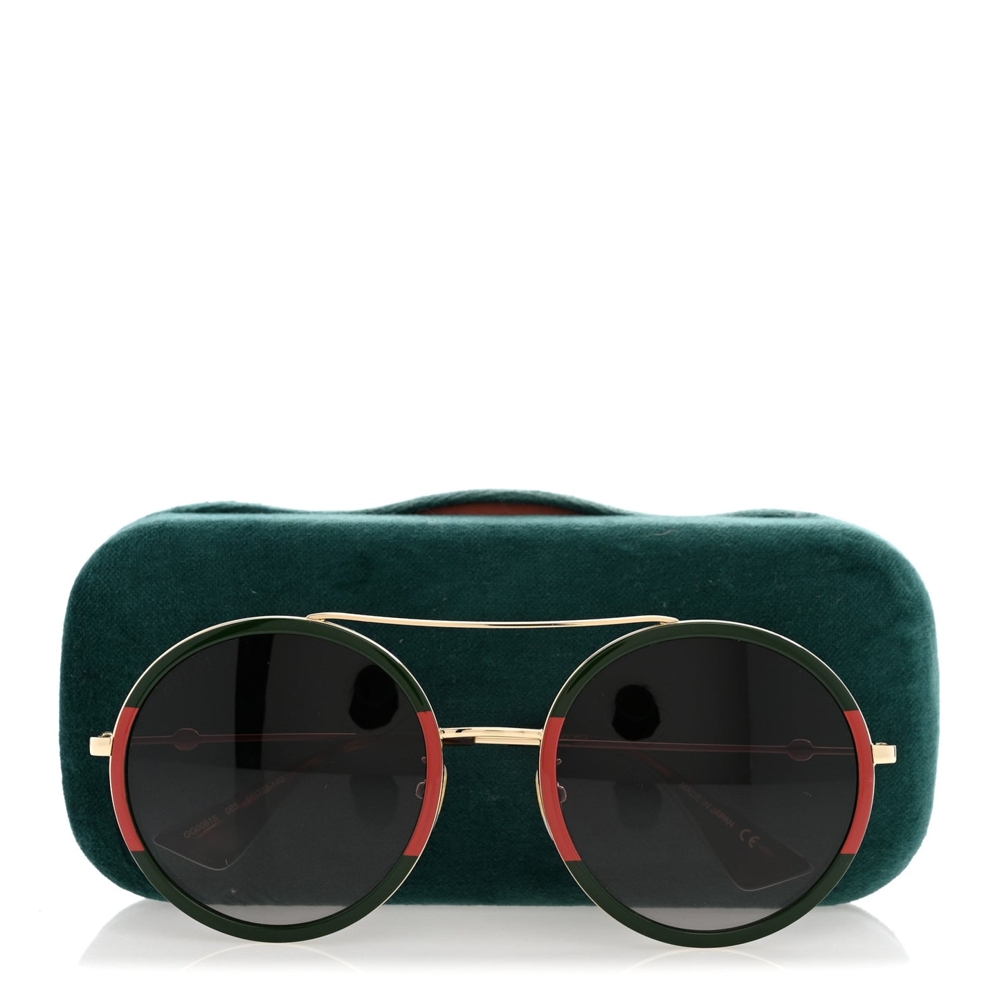 Metal Round Frame Sunglasses GG0061S Green Red