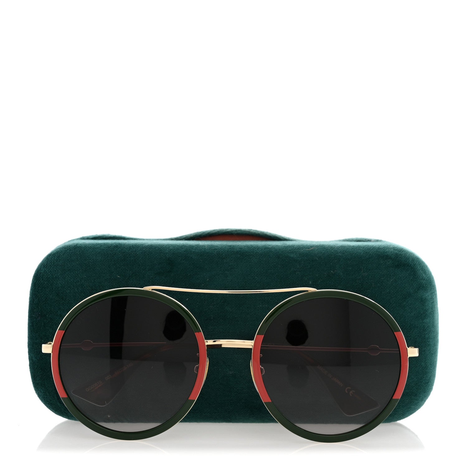 Gucci Metal Round Frame Sunglasses GG0061S Green Red 8 of 8