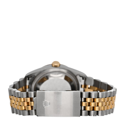 Rolex Stainless Steel 18K Yellow Gold Diamond 36mm Oyster Perpetual Datejust Watch Blue 16233 3 of 4