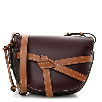 Loewe Calfskin Small Gate Crossbody Bag Oxblood Tan Taupe 1 of 9