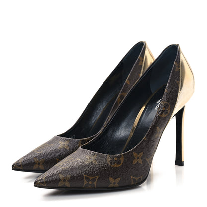 Louis Vuitton Monogram Cherie Pumps 39 Gold 3 of 10