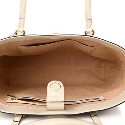 Gucci GG Supreme Monogram Textured Dollar Calfskin Web Medium Ophidia Shopping Tote Beige Ebony Mystic White 5 of 10