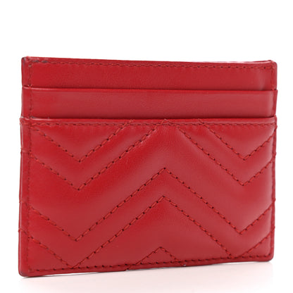Gucci Calfskin Matelasse GG Marmont Card Holder Hibiscus Red 3 of 7
