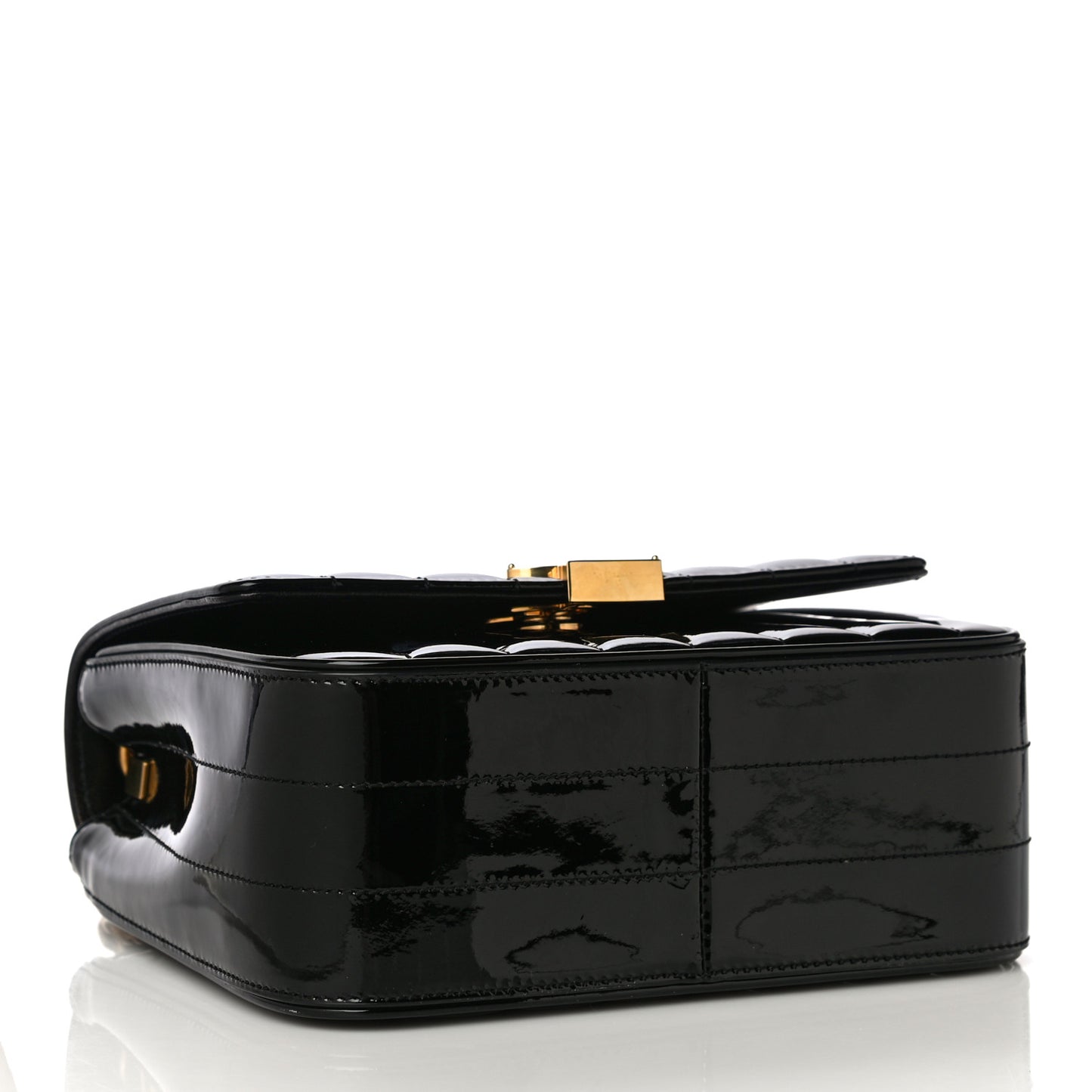 Patent Matelasse Monogram Large Vicky Chain Bag Black